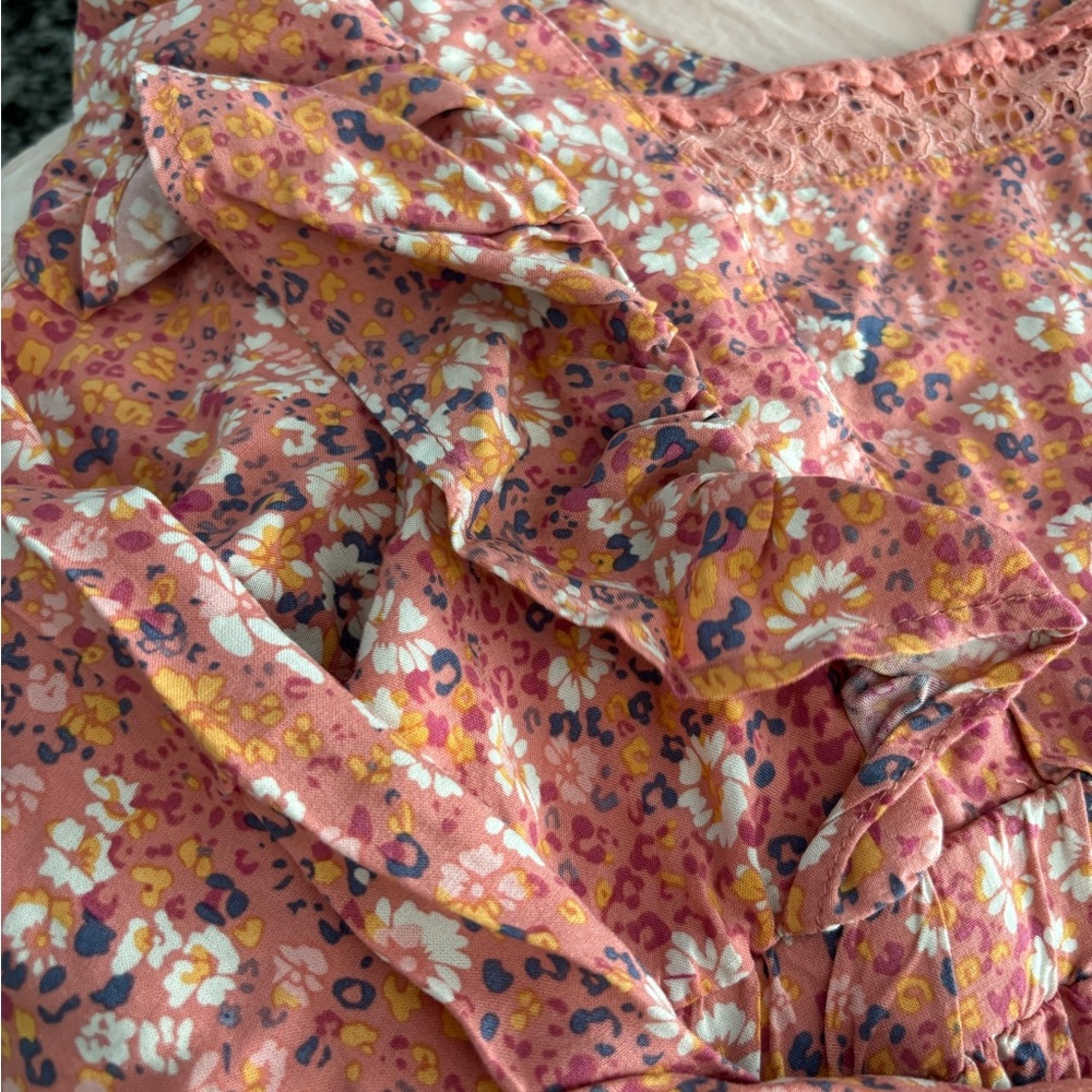 Jessica Simpson Floral Kids Dress in Pink and Orange - Picture 3 of 5